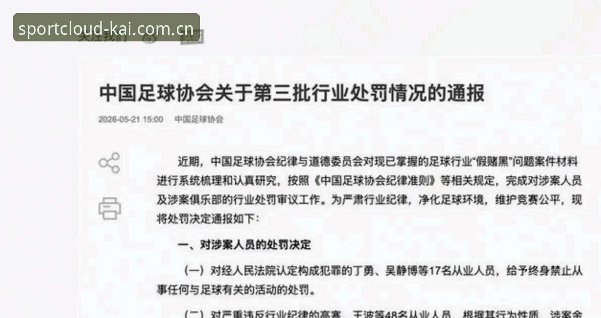 云开体育官方2026 足协第三批禁足名单深度解读:65人受罚背后的足球治理实用指南